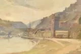 St Goarshausen' German river town scene by George Wright, oil on canvas, offered Jun 2025