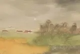 Rural landscape by George Spence, mixed media, offered Jun 2025