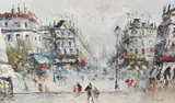 Impressionistic Parisian street scene by R Davey, oil on canvas, offered Jun 2025