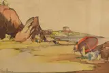 Kynance Cove' and 'Newquay by Claude Buckle, pastel, offered Jun 2025