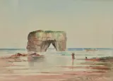 With sea arch by Frederick William Reaveley, watercolour, offered May 2025