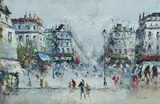 Impressionistic Parisian street scene by R Davey, oil on canvas, offered May 2025
