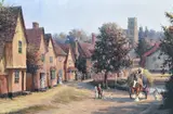 Lower Slaughter, Cotswolds' idyllic bygone village scene by Ron Moseley, oil on canvas, offered May 2025