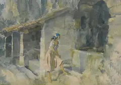 The Wishing Well' within off white mount, gilt and off white frame, under glass by William Russell Flint, print, offered Apr 2025