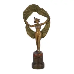 Erotic metamorphic model of a dancer with reveal skirt by Franz Xavier Bergmann, bronze, sold Apr 2026
