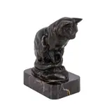 Chat Assis by Antoine-Louis Barye, Bronze, marble base, sold Apr 2026