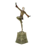 Dancer in kimono style dress by Josef Lorenzl, Bronze with ivory head, onyx base, sold Apr 2026
