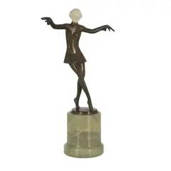 Petra by Josef Lorenzl, Bronze with ivory head, onyx base, sold Apr 2026