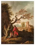 Landscape in Latium with two fishermen by Andrea Locatelli, oil on canvas, sold Apr 2026