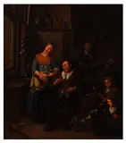 Interior scene by Gillis de Winter, oil on canvas, offered Apr 2026