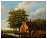 A Woman and Child outside a Cottage by Arie Ketting de Koningh, oil on panel, offered Apr 2026
