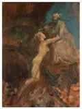 A study for a classical subject by Alfred Lawrence, oil on canvas, sold Apr 2026