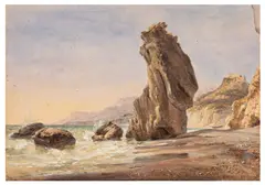 View from the shore of Ventimiglia by Edward William Cooke, oil on paper, sold Apr 2026