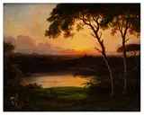 Sunset over Lake Nemi by Antoine Victor Edmond Joinville, oil on paper, sold Apr 2026