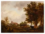 Cattle grazing in a pastoral farmyard by Alfred H. Vickers, oil on panel, offered Apr 2026