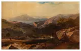 A traveller in a mountainous landscape by Henry Bright, oil on canvas, offered Apr 2026