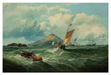 Fishermen in heavy seas off St Michael's Mount by Frederick Haynes, oil on canvas, sold Apr 2026