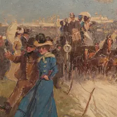 Going to the races by John Sanderson-Wells, oil on canvas, offered Apr 2026