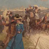 Going to the races by John Sanderson-Wells, oil on canvas, offered Apr 2026