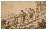 Traveller Directing Two Horsemen Along a Rocky Path by Jan Peeters the Elder, ink, sold Apr 2026