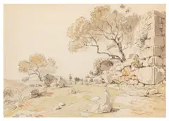 A view of Monte Circeo from the Temple of Venus by Carlo Labruzzo, watercolour, offered Apr 2026