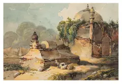 A Goat beside a Ruin by George Chinnery, watercolour, sold Apr 2026