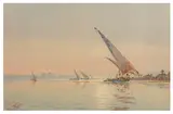 Dhows sailing down the Nile by Augustus Osborne Lamplough, watercolour, offered Apr 2026