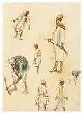 A group of three Egyptian figurative studies by Nigel Lovett, pencil, offered Apr 2026