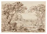 An Arcadian Landscape by Franz Innocenz Kobell, ink, offered Apr 2026
