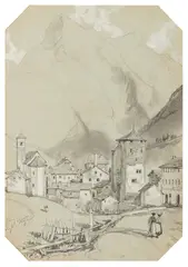The Village of Simplon, Switzerland inscribed '...mplon/ Sept by Edward Lear, pencil, offered Apr 2026