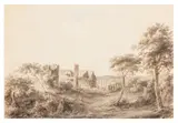 Cottages at Harpenden by Daniel Finch, ink and wash on paper, sold Apr 2026