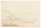 A collection of three mountainous landscape views by Henrietta Anne Fortescue, ink on paper, offered Apr 2026
