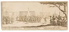 A collection of etchings and engravings including:   Recruitment by Jacques Callot, print (other), sold Apr 2026