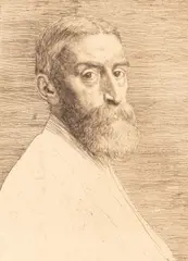 Portrait of Sir Edward John Poynter by Alphonse Legros, etching, offered Apr 2026