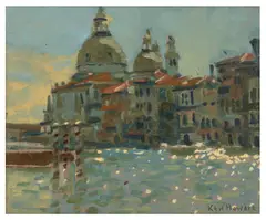 San Giorgio Maggiore by Ken Howard, 2001, oil on board, sold Mar 2026