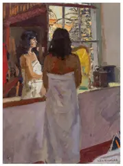 Dora Reflecting by Ken Howard, oil on board, offered Mar 2026