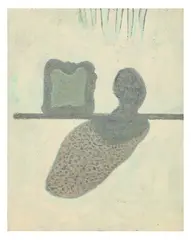 Shelf Life 2 signed 'Clough' (verso) oil on board Dimensions:21.6 x 17 cm by Prunella Clough, oil on board, sold Mar 2026