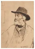 Portrait of Thomas Carlisle by Walter Greaves, ink, sold Mar 2026
