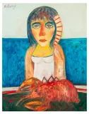 Woman With Lobster by John Bellany, oil on canvas, sold Mar 2026