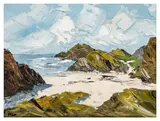 Beach and Rocks Iona signed with initials 'ML' (lower left); titled 'BEACH + ROCK IONA' (to the canvas stretcher) oil on canvas Dimensions:30.5 x 41 cm by Martin Llewellyn, oil on canvas, sold Mar 2026
