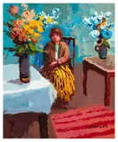 Seated Figure & Flowers by Donald McIntyre, oil on board, offered Mar 2026