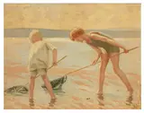 Boys Fishing by Frank Jameson-Smith, oil on canvas, sold Mar 2026