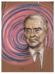 Portrait of John Selwyn Lloyd on a spiral background by Stephen Ward, pastel and chalk, offered Mar 2026