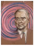 Portrait of John Selwyn Lloyd on a spiral background by Stephen Ward, pastel and chalk, offered Mar 2026