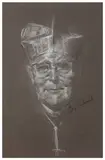 The Late Cardinal Godfrey by Stephen Ward, charcoal and crayon, sold Mar 2026