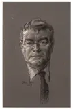 Jack Hawkins by Stephen Ward, charcoal and chalk, sold Mar 2026