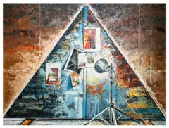 Abstract Pictures and Lighting by John Monks, oil on canvas, offered Mar 2026