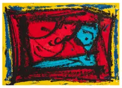 Blue Intruder by William Gear, mixed media on paper, sold Mar 2026