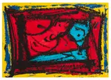 Blue Intruder by William Gear, mixed media on paper, sold Mar 2026