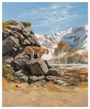 Cheetah on rocks by John Seery-Lester, oil on canvas, sold Mar 2026